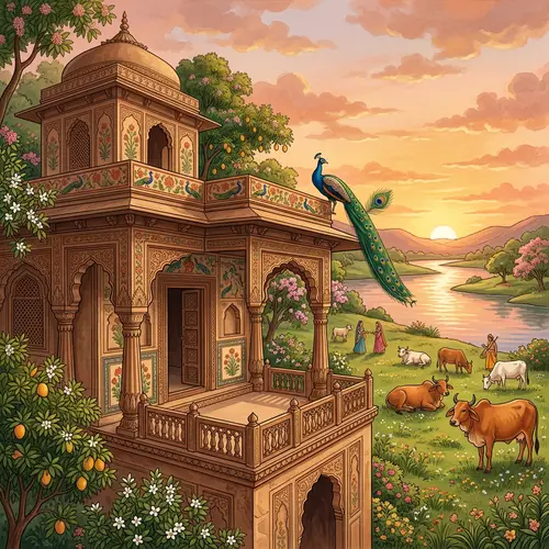 Historical Traditional Dwelling of Lord Krishna in Idyllic Setting