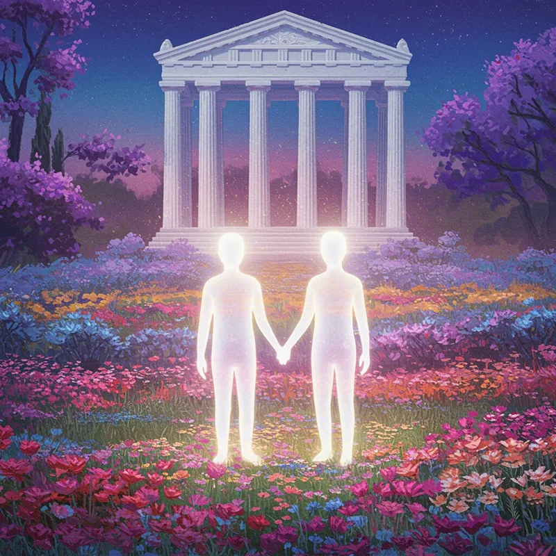 Ethereal Friendship: Souls in a Pastel Garden