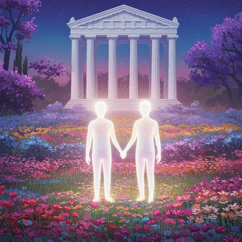 Ethereal Friendship: Souls in a Pastel Garden