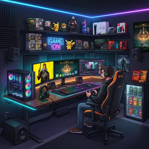 Modern Video Gamer's Room: Ultimate Gaming Setup & Decor