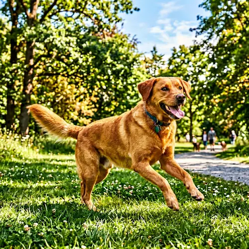 Playful Dog in Sunny Park: Pure Joy and Contentment