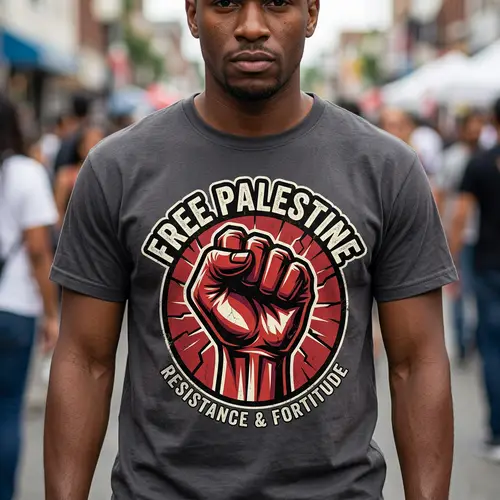 Bold Fist of Resistance T-shirt with 'Free Palestine'