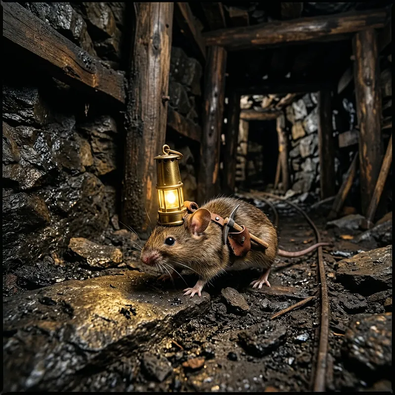 Cute Mouse with Miner's Lamp