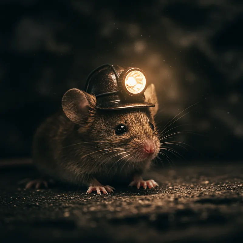 Cute Mouse with Miner's Lamp Cute Mouse with Miner's Lamp