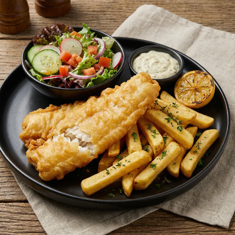 Delicious Fish and Chips: Perfectly Plated Dish