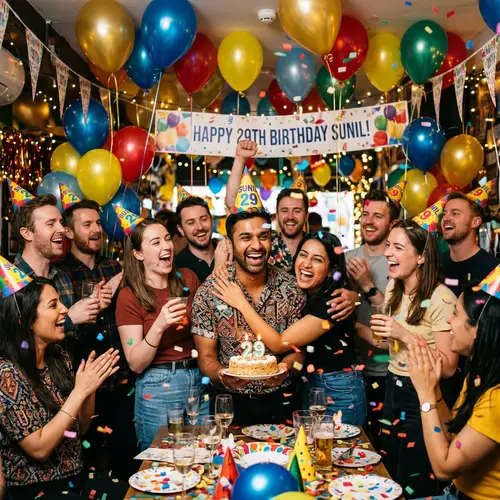 Joyful Birthday Celebration of Sunil | Vibrant Colors, Balloons & Confetti