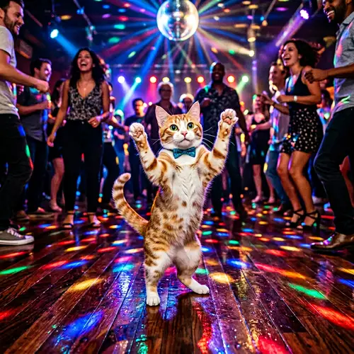 Cat Dancing on Dance Floor: A Whimsical Sight
