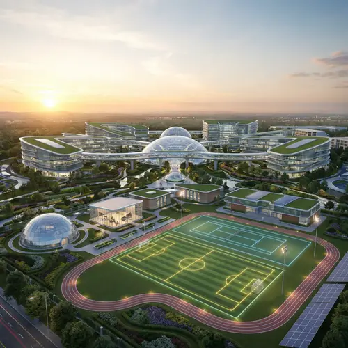 Futuristic School with Sports Fields & Club Facilities