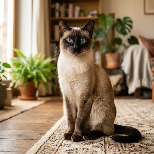 Majestic Siamese Cat | Elegant Cream-colored Feline