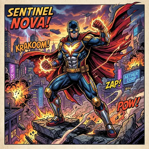 Dynamic Superhero Character Design in Comic Style