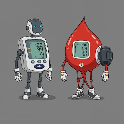 Futuristic Robot Mascot for Blood Pressure Monitoring