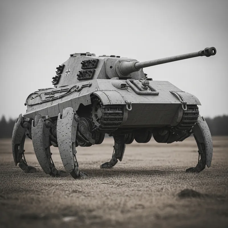 Unique Jagdtiger Design with Six Legs and Cannons