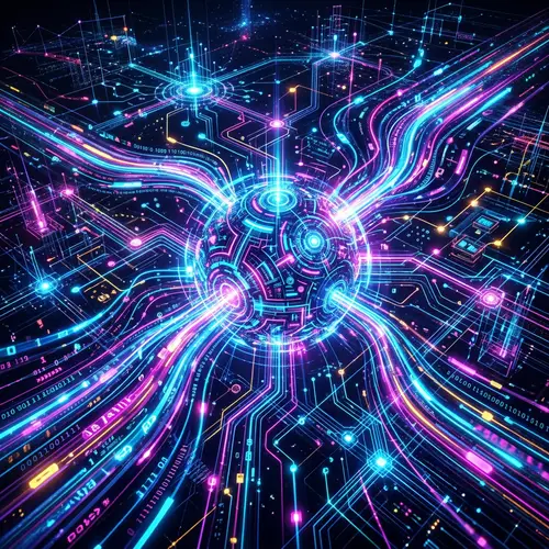 Futuristic Artificial Intelligence Network - High-Tech Data Transmission