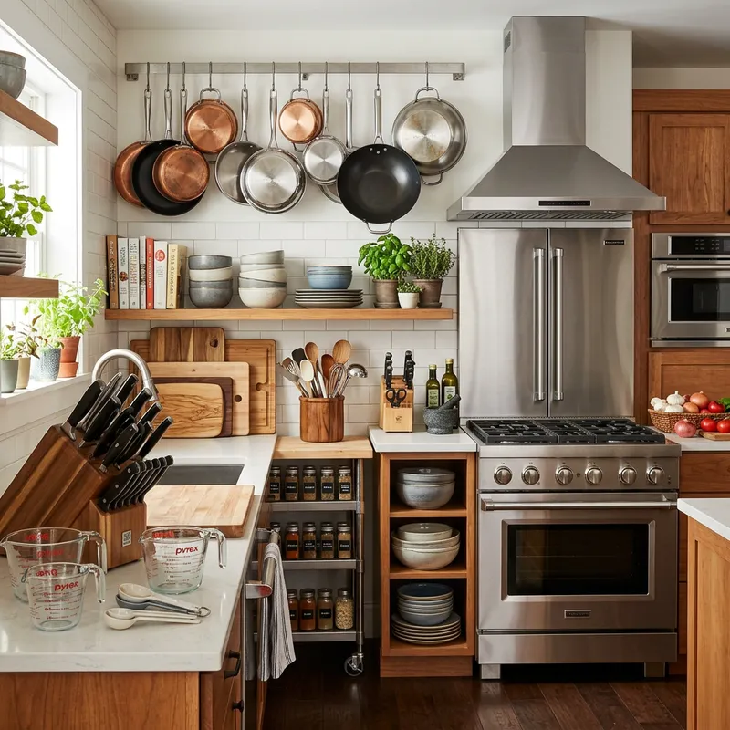 Well-Organized Kitchen Tools and Cooking Utensils Setup