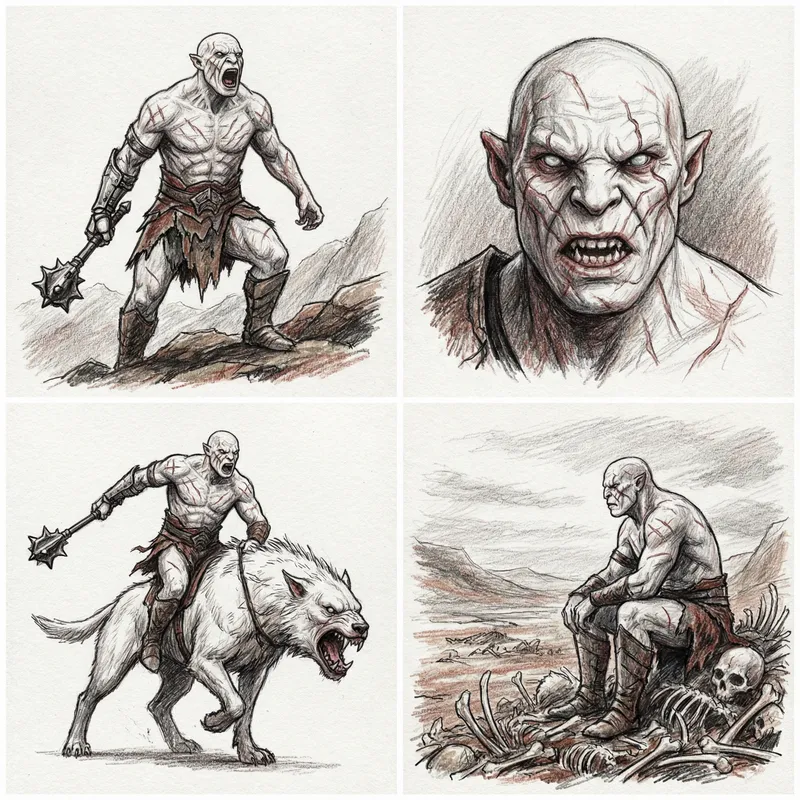 Color Sketches of Azog the Defiler from LotR