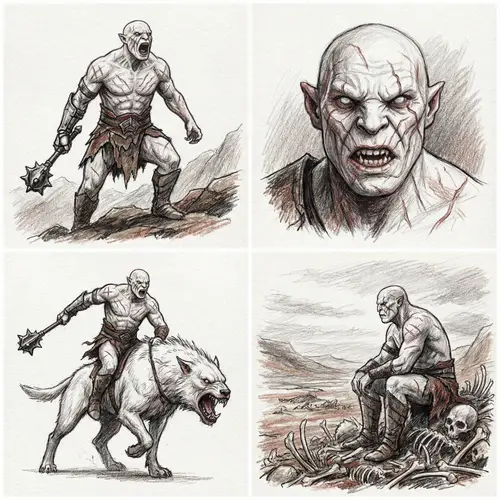 Color Sketches of Azog the Defiler from LotR
