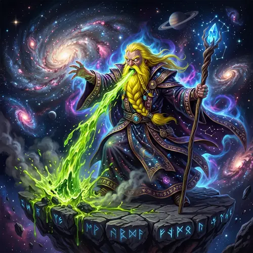 Yellow-Bearded Wizard: Acid Spitting Universe Manipulator