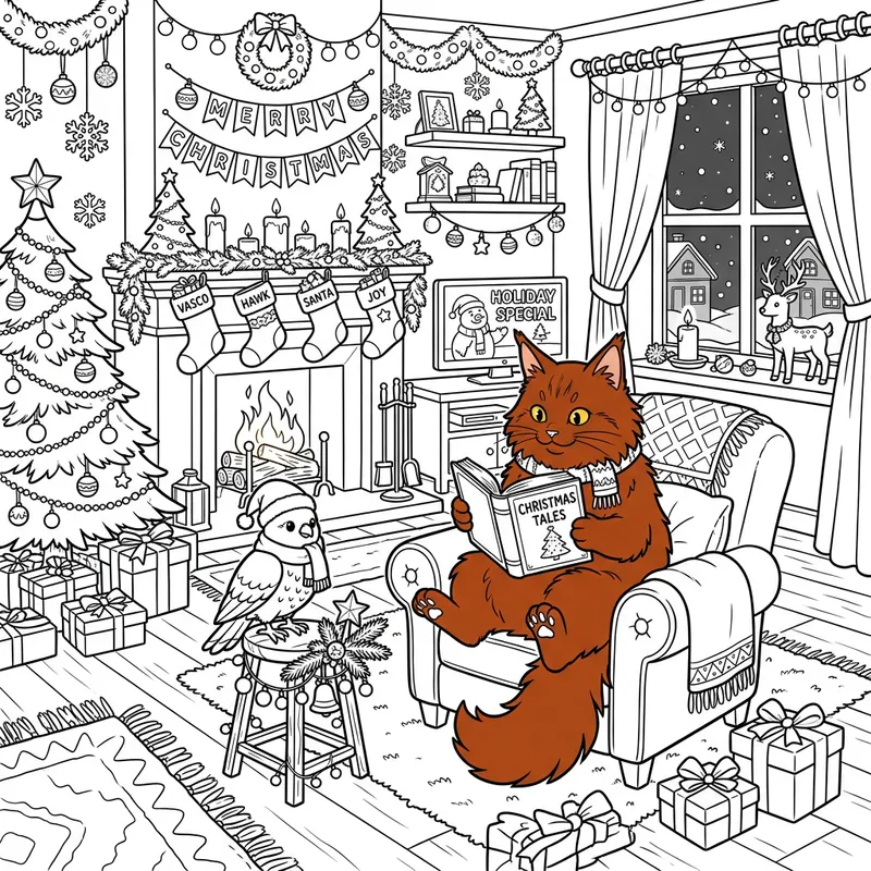 Kawaii Anime Christmas Coloring Page Kawaii Anime Christmas Coloring Page