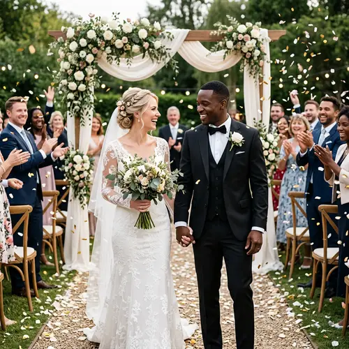 Romantic Wedding Photo Shoot with Caucasian Bride and Black Groom