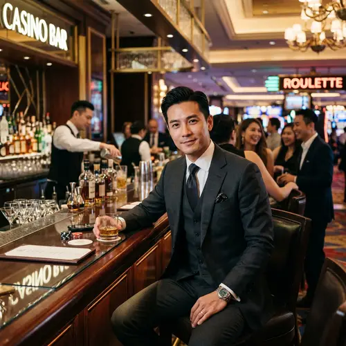 Stylish Asian Gentleman at Casino Bar