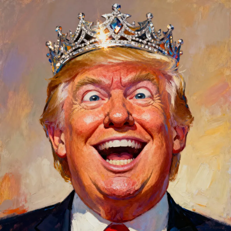 Exaggerated Trump Caricature Oil Portrait