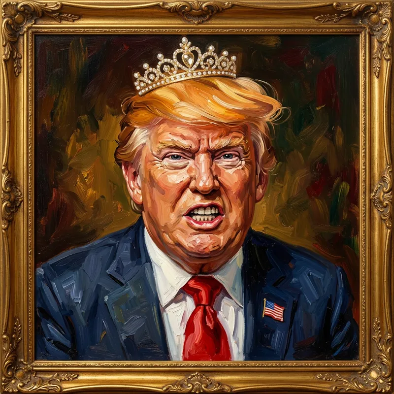 Exaggerated Trump Caricature Oil Portrait