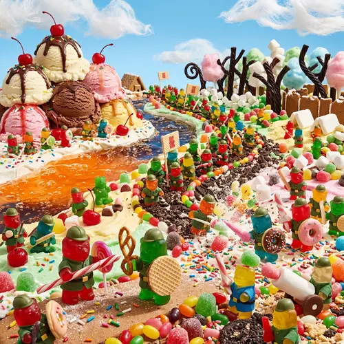 Whimsical War of Gummy Bear Soldiers in Candyland