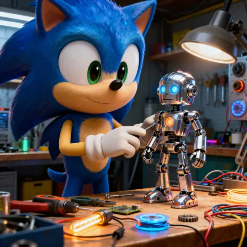 Sonic Builds a Robot in a Pixar-Inspired 3D World