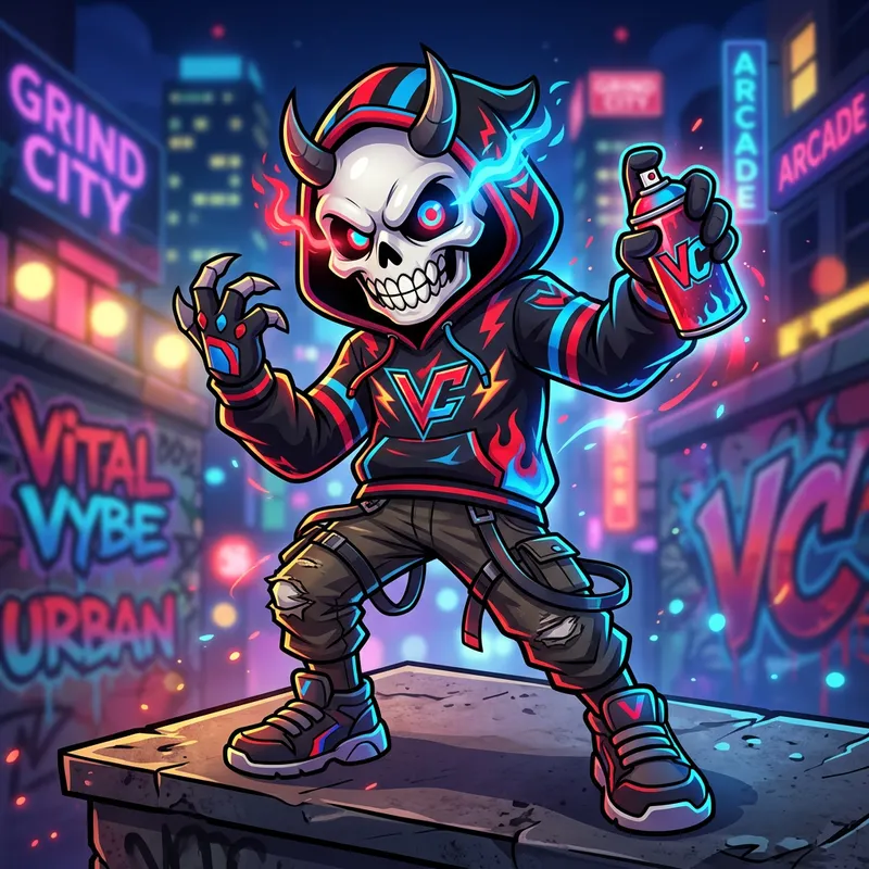 Stylized Dynamic Skull Mascot Art Illustration