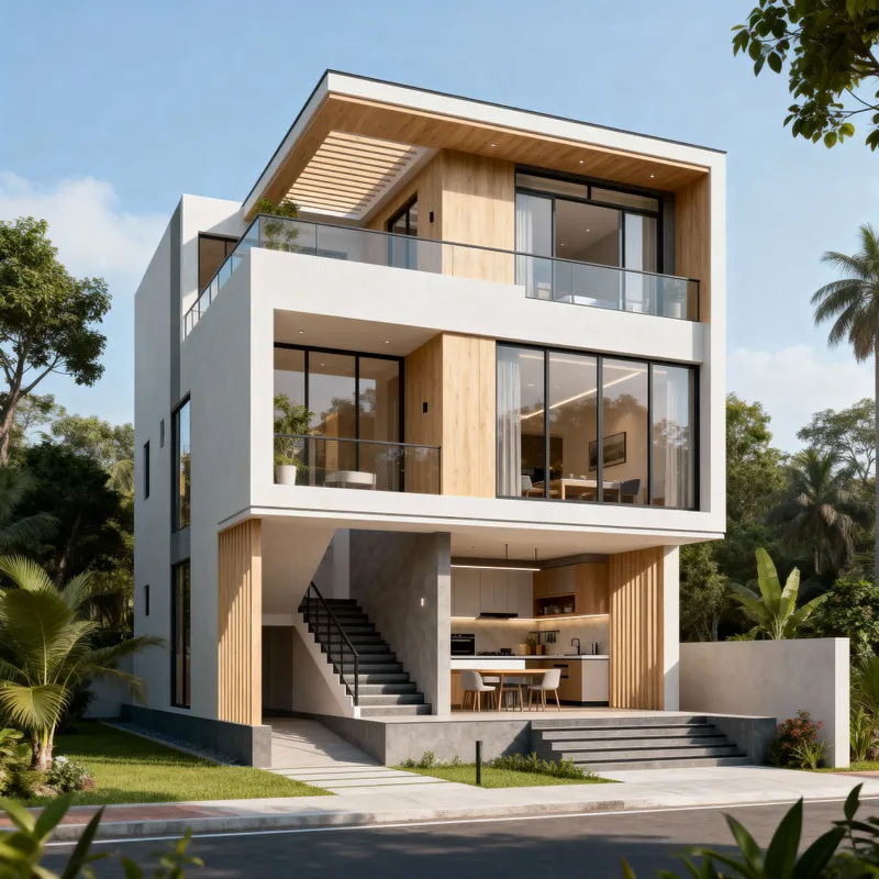 Modern Three-Story Home Plans - 832 Sq Ft