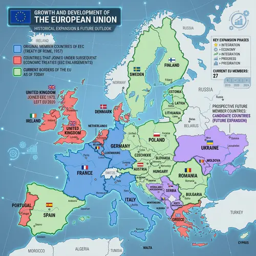 European Union Map: Past, Present, and Future Members