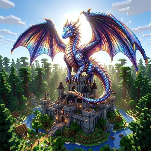 Minecraft Dragon Mod: Majestic Elemental Dragon in Voxel Game