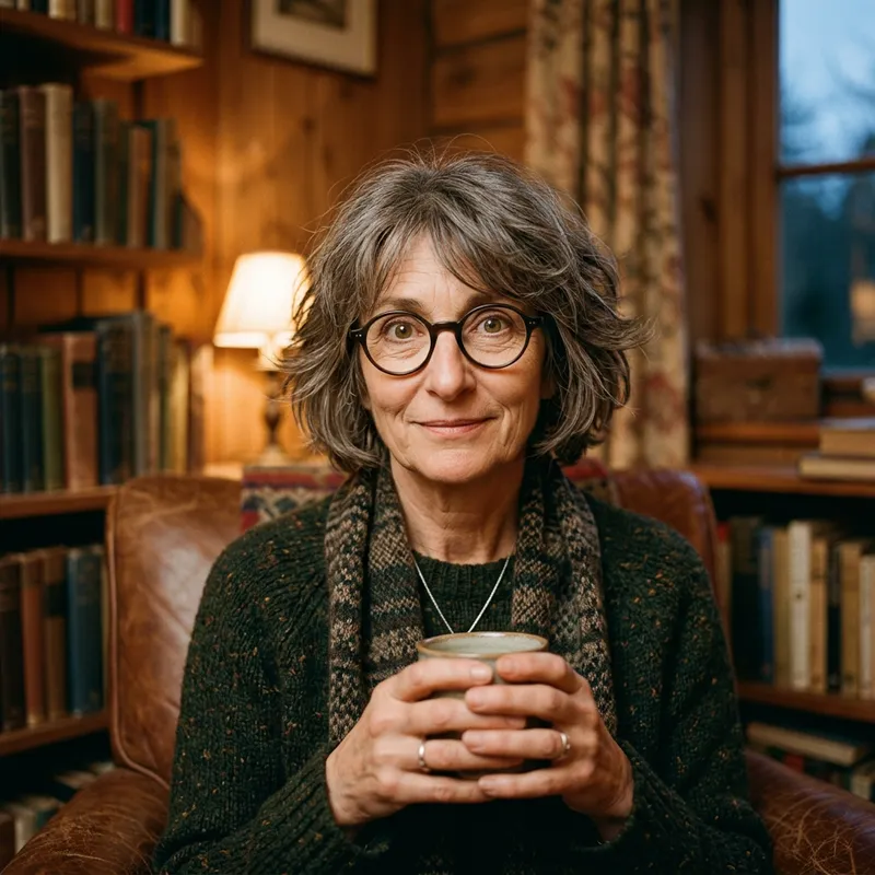 Owl-Like 55-Year-Old Woman: Unique Portrait