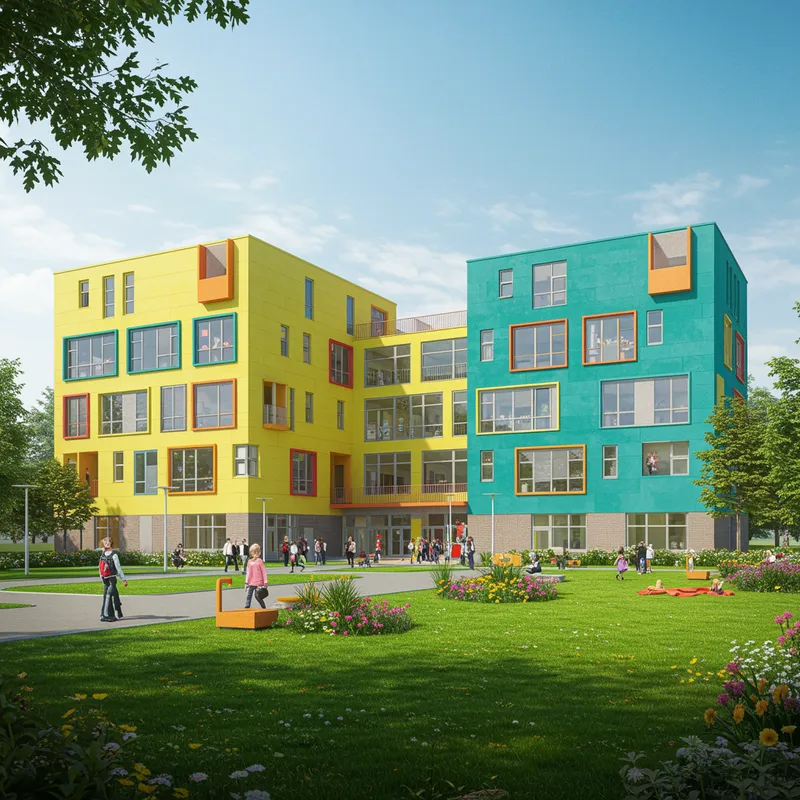 Modern School Design: Two Block 3-Story Layout