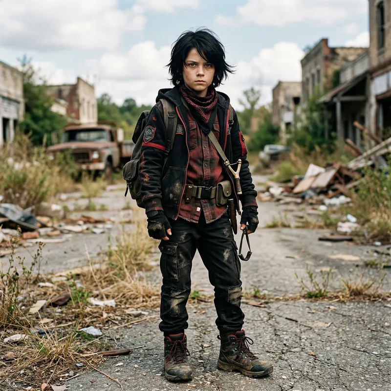 Z Nation Inspired Boy Character in Black and Red