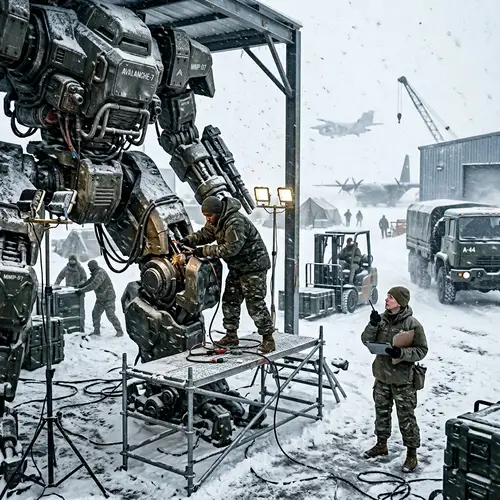 Winter Military Logistics Operations in Heavy Snowstorm
