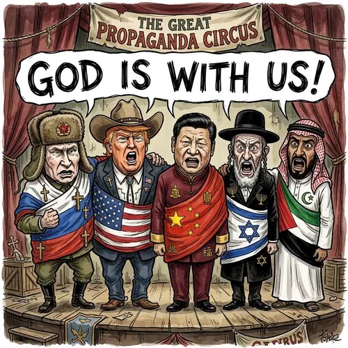 Grotesque Political Cartoon: Propaganda & Religion