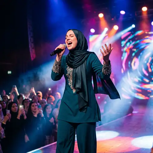 Vibrant Concert Performance by Muslim Female Singer