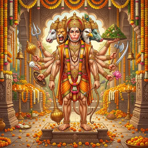 Panchmukhi Hanuman: Five-Faced Form Hindu Monkey God