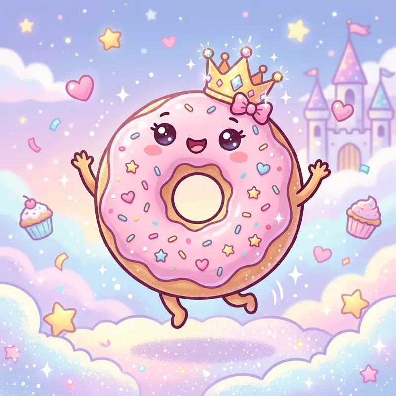 Endearing Cheerful Donut Character | Playful Kawaii Art