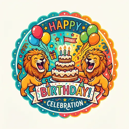 Roaring Lions Birthday Theme Logo Design