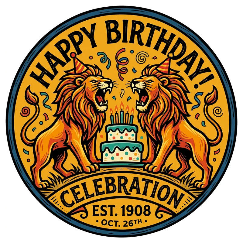 Vibrant Roaring Lion Logo Design for Birthday Celebration