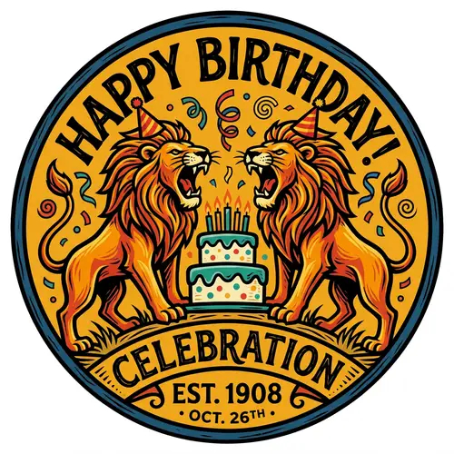 Festive Lion Logo Design | Roaring Birthday Celebration