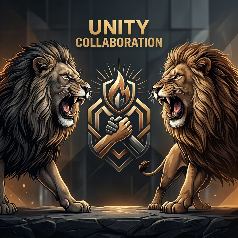 Sleek and Modern Design: Roaring Lions Symbolizing Unity