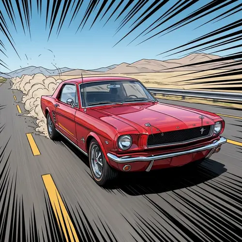 Classic Mustang Comic Art: Speed & Style