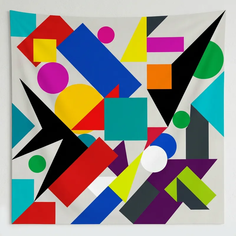 Modern Geometric Shapes Tapestry | Abstract Composition
