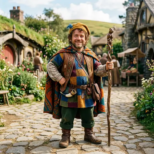 Vibrant Male Halfling in Colorful Clothes