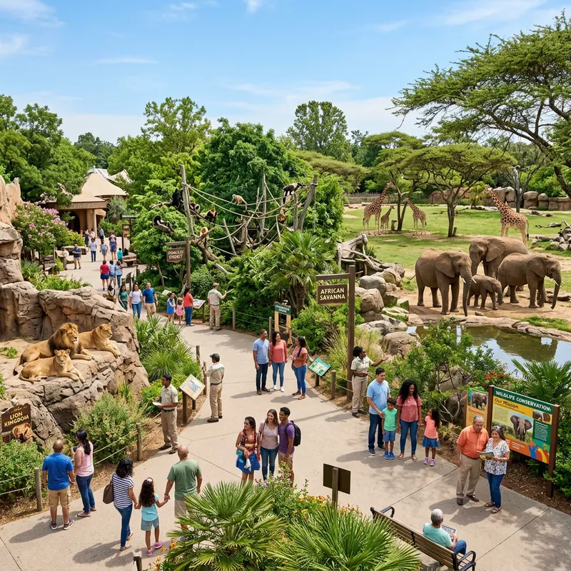 Colorful Zoo Animals in a Lively Setting