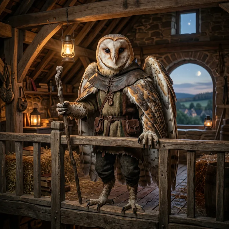 Humanoid Barn Owl Artwork