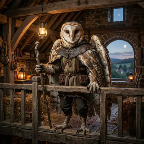 Humanoid Barn Owl Artwork